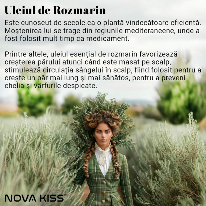 ULEI DE ROZMARIN PREMIUM 100% NATURAL & PUR NOVA KISS® PENTRU CRESTEREA PARULUI SI INGRIJIREA PIELII, 60 ML [5]