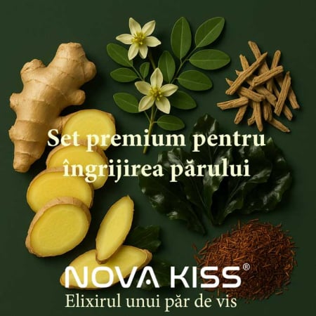 Set pentru Ingrijirea Parului cu Ghimbir, Sampon si Balsam Premium NOVA KISS®, 2 x 300 ml [6]