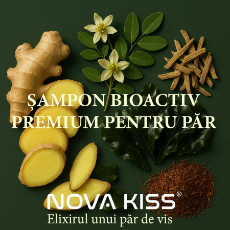 Sampon BioActiv Premium pentru Par cu Ghimbir si Plante Medicinale, Formula Fara Parabeni si SLS, NOVA KISS®, 300 ml [6]