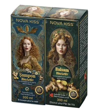 PAR - Set pentru Ingrijirea Parului cu Ghimbir, Sampon si Balsam Premium NOVA KISS®, 2 x 300 ml