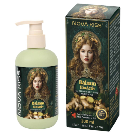 PAR - Balsam BioActiv Premium pentru Par cu Ghimbir si Plante Medicinale, Formula Fara Parabeni si SLS, NOVA KISS®, 300 ml