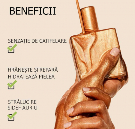 ULEI STRALUCITOR PENTRU TEN SI CORP CU SIDEF AURIU, FORMULA CONCENTRATA PREMIUM, NOVA KISS®, 50 ML [5]