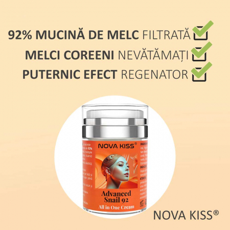 CREMA TEN PREMIUM CU 92% SECRETIE FILTRATA DE MELC, NOVA KISS® ADVANCED SNAIL 92 ALL IN ONE, 100 G [7]
