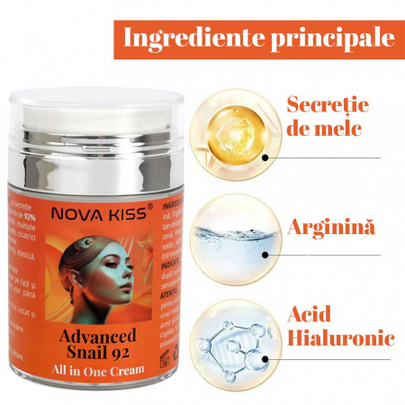 CREMA TEN PREMIUM CU 92% SECRETIE FILTRATA DE MELC, NOVA KISS® ADVANCED SNAIL 92 ALL IN ONE, 100 G [5]