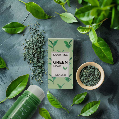 MASCA STICK PREMIUM CU EXTRACT DE CEAI VERDE SI ARGILA, IMPOTRIVA ACNEEI, EXCESULUI DE SEBUM, ANTI PUNCTE NEGRE, NOVA KISS® 40G [6]