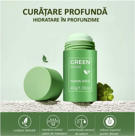 MASCA STICK PREMIUM CU EXTRACT DE CEAI VERDE SI ARGILA, IMPOTRIVA ACNEEI, EXCESULUI DE SEBUM, ANTI PUNCTE NEGRE, NOVA KISS® 40G [1]