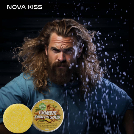 SAMPON SOLID PREMIUM CU GHIMBIR CONTRA CADERII PARULUI, MATRETII SI PARULUI GRAS, EFECT REGENERATOR, 100% NATURAL, NOVA KISS® [8]
