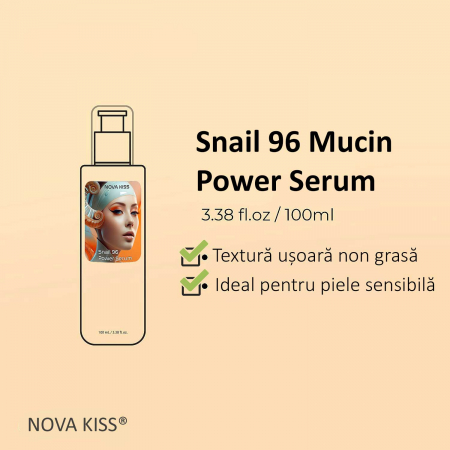 SER FACIAL PREMIUM CU 96% SECRETIE FILTRATA DE MELC, NOVA KISS® SNAIL 96 POWER SERUM, 100 ML [2]