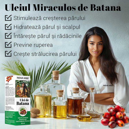 SET 3 ULEIURI ESENTIALE PREMIUM BATANA, RICIN, ROZMARIN NOVA KISS® PENTRU CRESTEREA PARULUI SI INGRIJIREA TENULUI [5]
