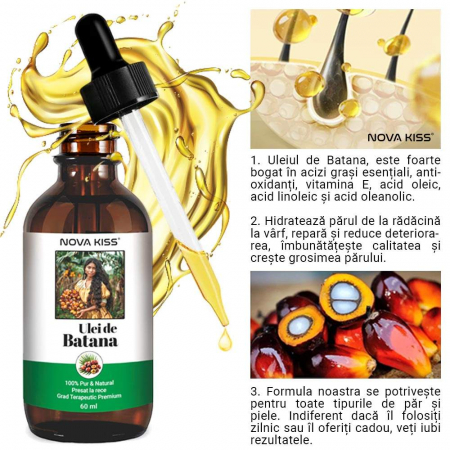 SET 3 ULEIURI ESENTIALE PREMIUM BATANA, RICIN, ROZMARIN NOVA KISS® PENTRU CRESTEREA PARULUI SI INGRIJIREA TENULUI [3]