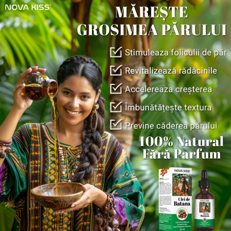 ULEI DE BATANA PREMIUM 100% NATURAL & PUR NOVA KISS® PENTRU CRESTEREA PARULUI, TRATAREA SCALPULUI SI PIELII, 60 ML [5]