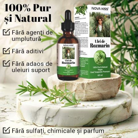 ULEI DE ROZMARIN PREMIUM 100% NATURAL & PUR NOVA KISS® PENTRU CRESTEREA PARULUI SI INGRIJIREA PIELII, 60 ML [2]