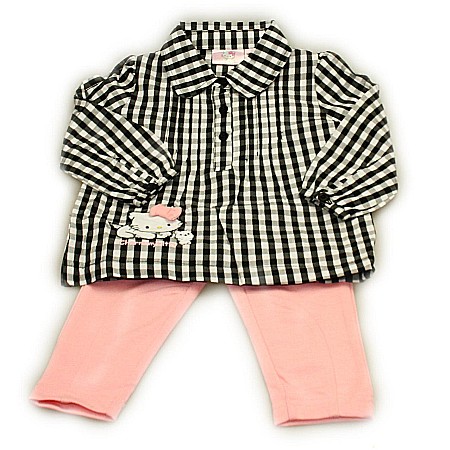 Bazar - Set camasa cu maneci lungi si pantaloni lungi Charmmy Kitty, Gri, 6 luni