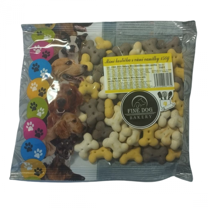 Recompense pentru caini Fine Dog, mini os cu vanilie, 150g