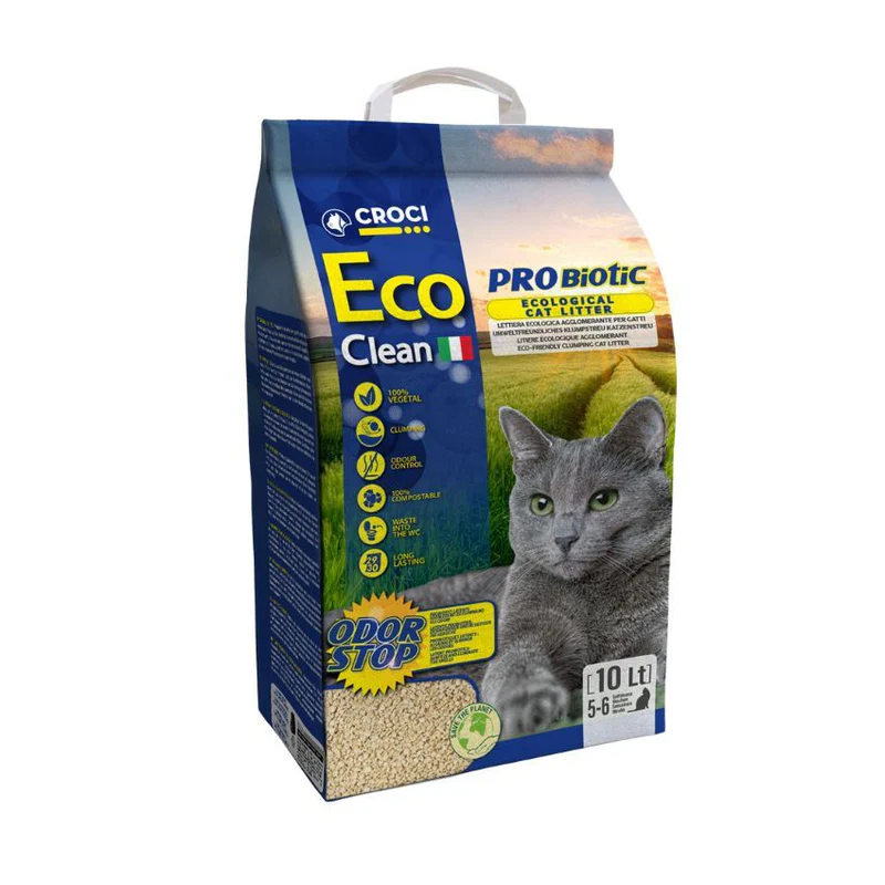 Asternut igienic pentru pisici Croci Eco Clean Probiotic, 3.8 kg