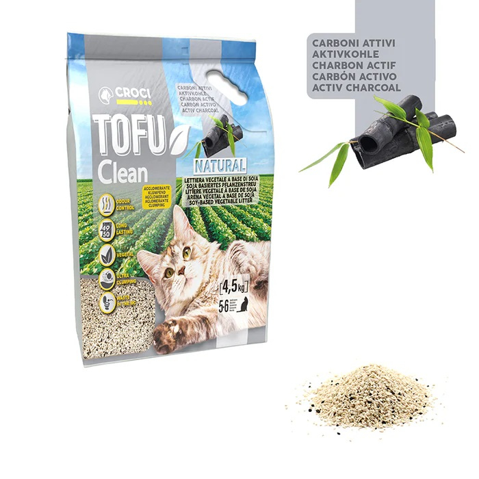 Asternut igienic pentru pisici Croci Tofu Clean, Vegetal, Carbon activ, 4.5kg, 10L [2]