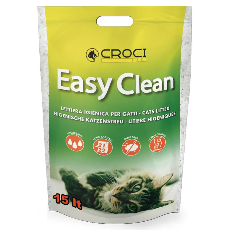 Asternut igienic pentru pisici Croci Easy Clean, Silicat, 15 L