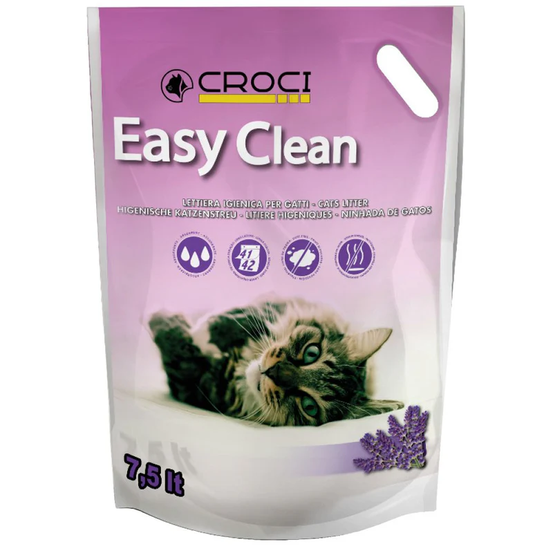 Asternut igienic pentru pisici Croci Easy Clean, Silicat, Lavanda, 7.5L