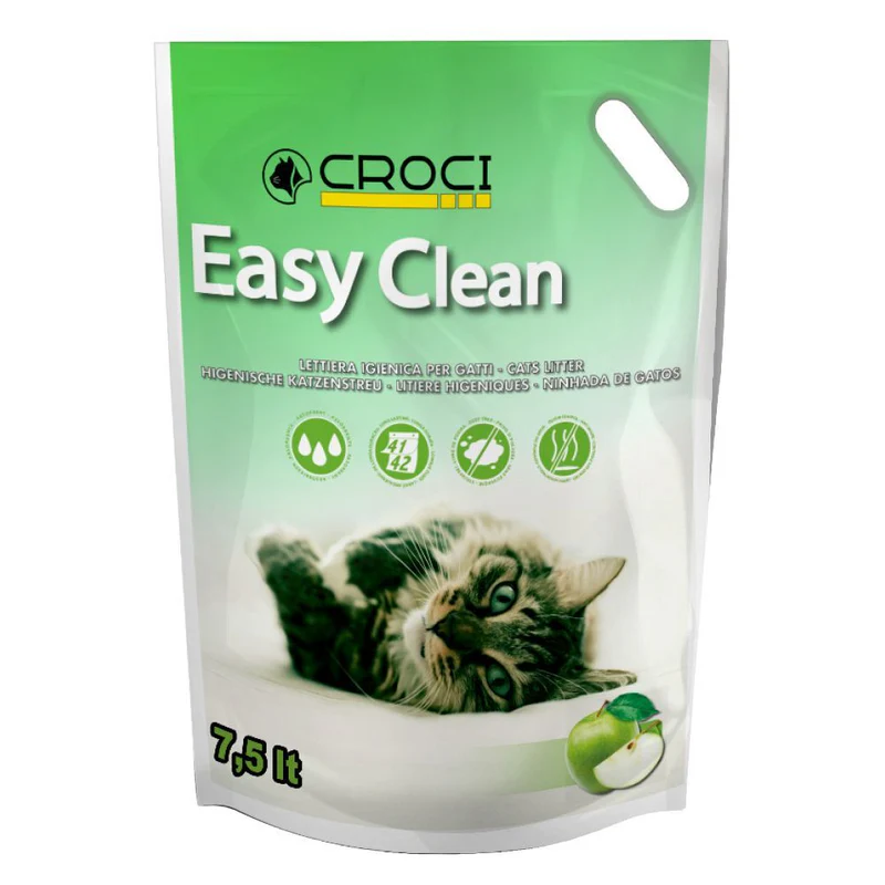 Asternut igienic pentru pisici Croci Easy Clean, Silicat, Mar Verde, 7.5L