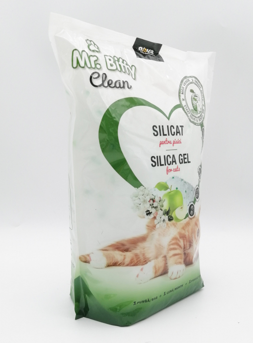 Asternut igienic pentru pisici Mr. Biffy, Silicat, Mar verde, 7.6L [3]