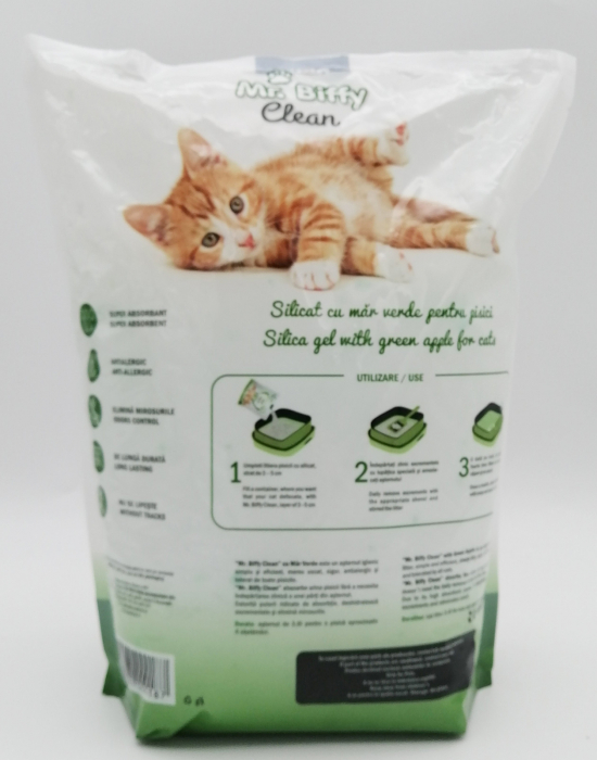 Asternut igienic pentru pisici Mr. Biffy, Silicat, Mar verde, 7.6L [2]