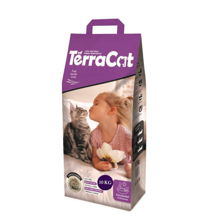Asternut igienic pentru pisici, Terra Cat, Bentonita, cu lavanda