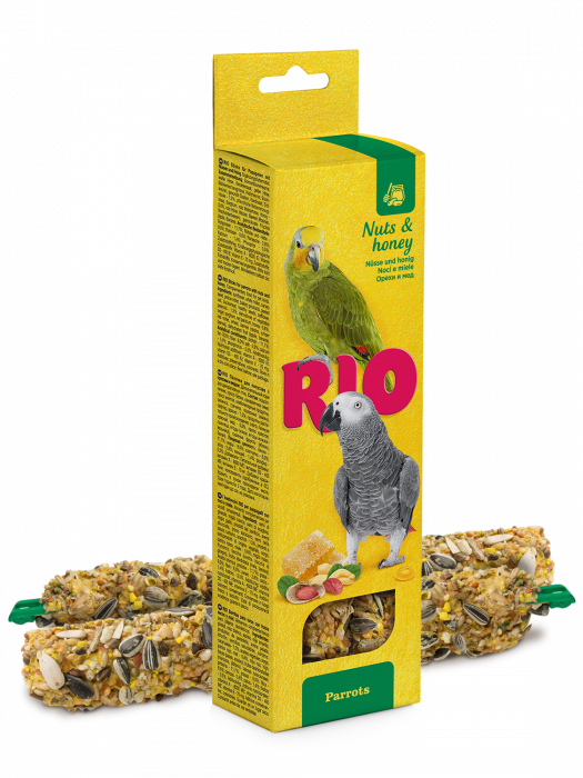 Batoane cu miere si alune pentru papagali Rio, 2 x 90g