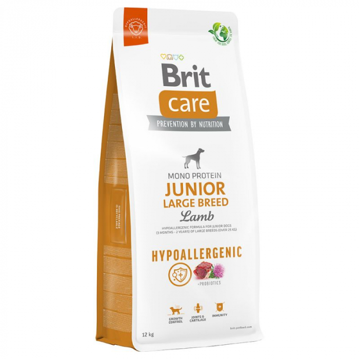 Brit Care Dog Hypoallergenic, Junior large breed, miel si orez, 12 kg