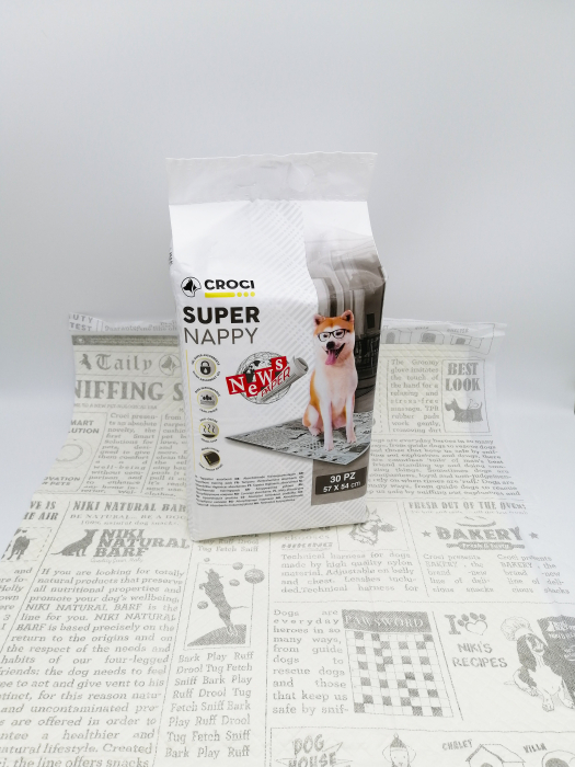 Covorase absorbante pentru caini, Super Nappy, cu model Newspaper, 57x54 cm, 30 buc, c6028720 [2]