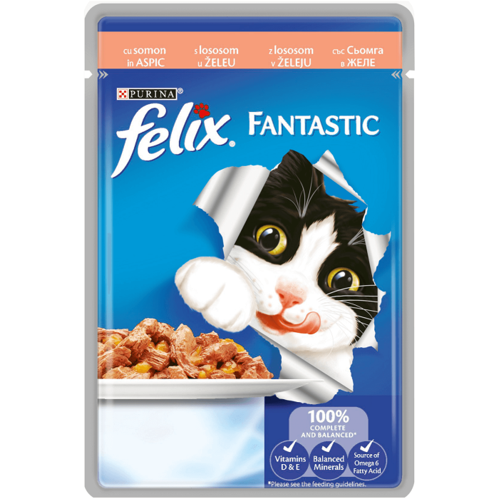 FELIX FANTASTIC Somon in Aspic, hrana umeda pentru pisici, 85 g