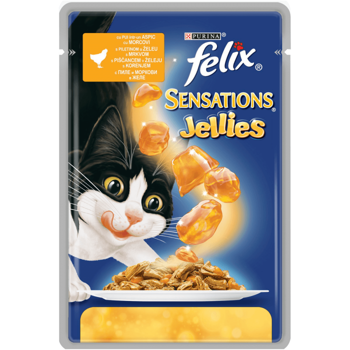 FELIX SENSATIONS Pui cu Morcov in aspic, hrana umeda pentru pisici, 85 g [1]