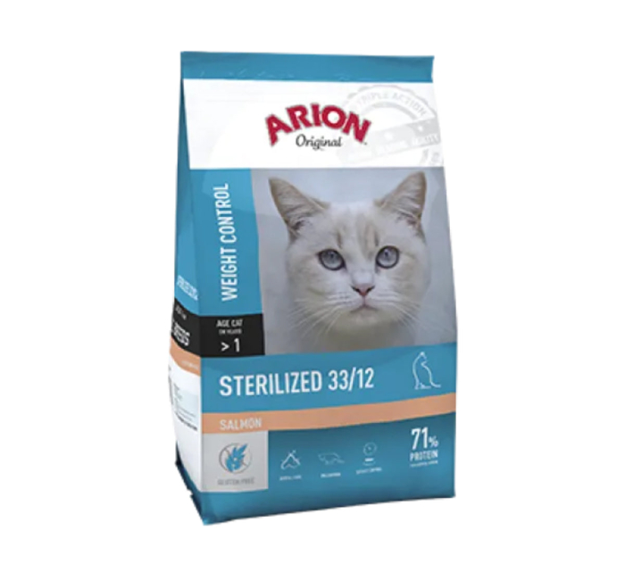 Hrana uscata pentru pisici ARION Cat Sterilized 33 12, Somon, 7.5kg