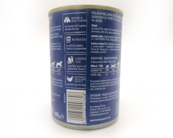 Hrana umeda pentru caini Butcher's, Curcan si legume in sos, 400g [2]