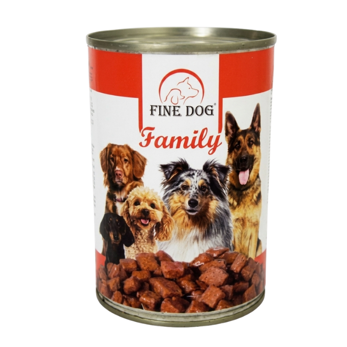 Hrana umeda pentru caini Fine Dog Family, cu Vita, 415g