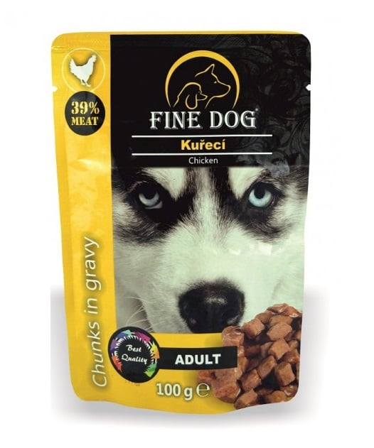 Hrana umeda pentru caini Fine Dog, Pui in sos, 100g