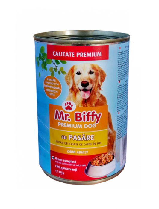 Hrana umeda pentru caini Mr. Biffy, Pui, 20 x 415g