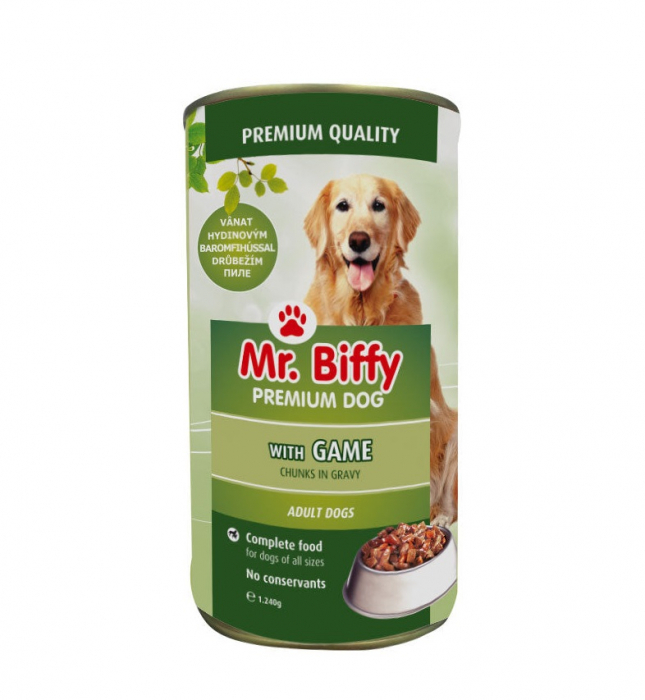 Hrana umeda pentru caini Mr. Biffy, Vanat, 12 x 1240g