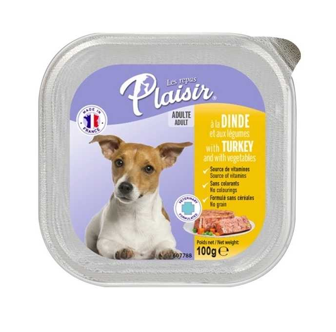 Hrana umeda pentru caini Plaisir, Curcan, 32 x 100g