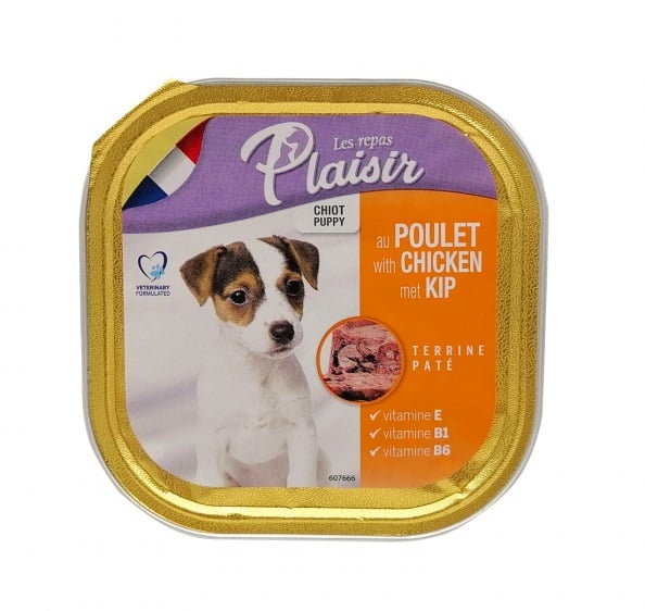 Hrana umeda pentru caini, Plaisir Puppy, Pui, 18 x 300g