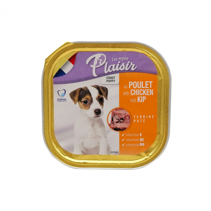 Hrana umeda pentru caini, Plaisir Puppy, Pui, 18 x 300g