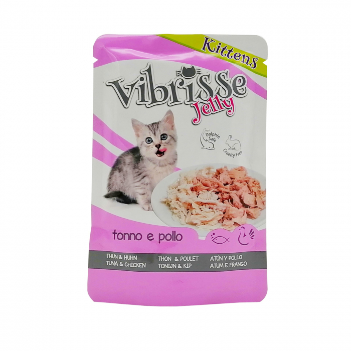 Hrana umeda pentru pisici Croci Vibrisse, Kitten, Ton si pui in aspic, 70g