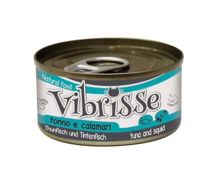 Hrana umeda pentru pisici Croci Vibrisse Natural, Ton si calamar, 70g