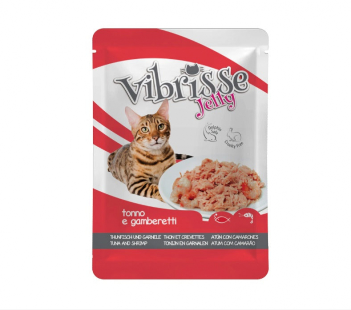 Hrana umeda pentru pisici Croci Vibrisse, Ton si creveti in aspic, 70g
