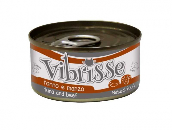Hrana umeda pentru pisici Croci Vibrisse Natural, Ton si vita, 70g