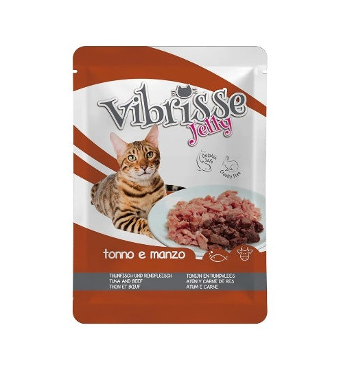 Hrana umeda pentru pisici Croci Vibrisse, Ton si vita in aspic, 70g