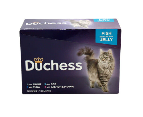 Hrana umeda pentru pisici Duchess, Mix peste in jeleu, 12 x 100g