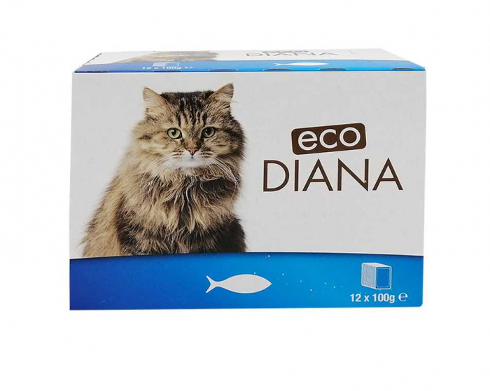 Hrana umeda pentru pisici Eco Diana, Peste, 12 x 100g