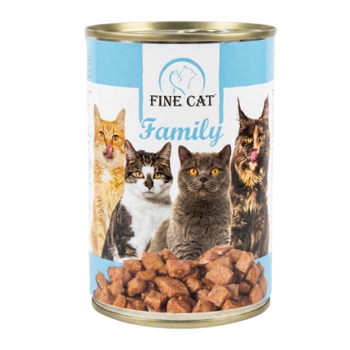 Hrana umeda pentru pisici Fine Cat Family, cu Peste, 415g