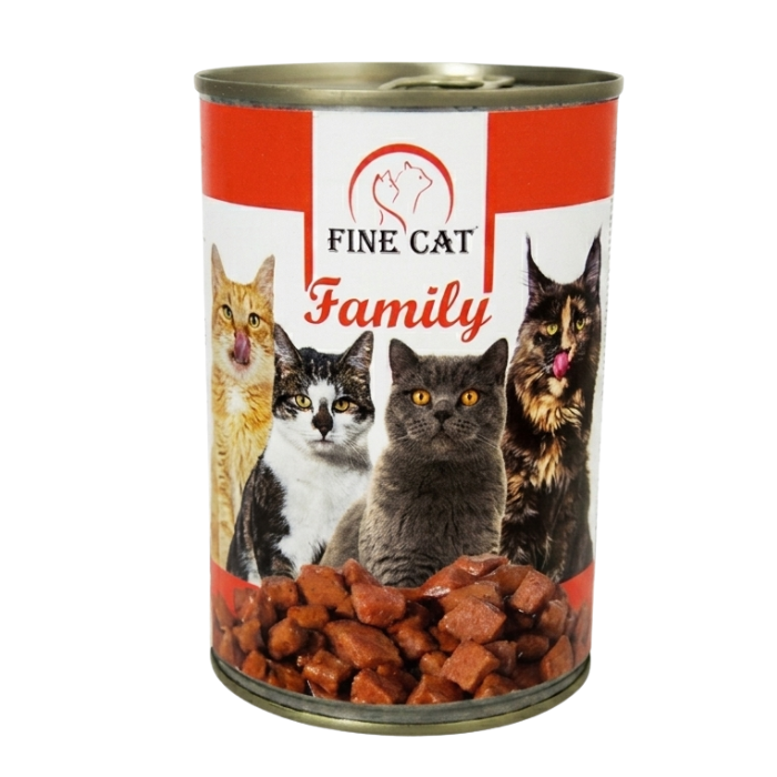 Hrana umeda pentru pisici Fine Cat Family, cu Vita, 415g