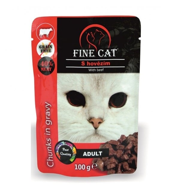 Hrana umeda pentru pisici Fine Cat, Vita in sos, 100g